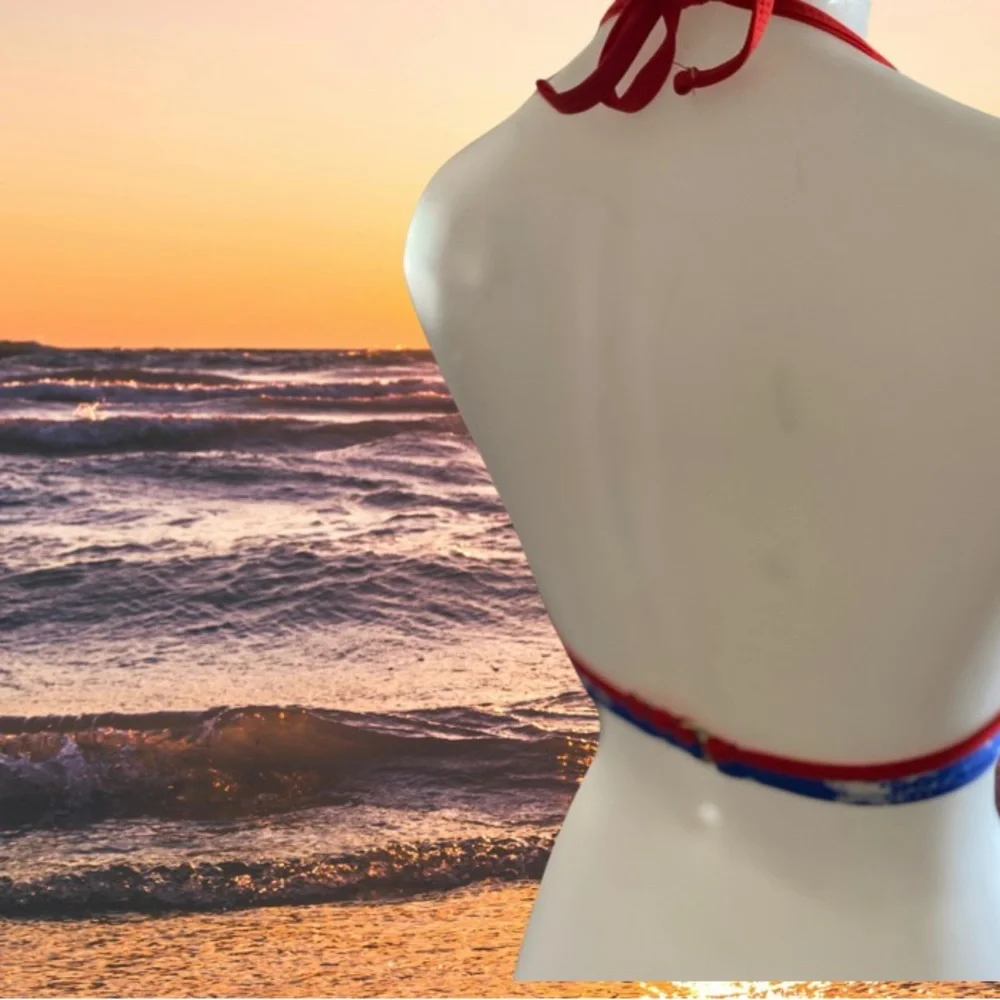Stars red white and blue bikini swimsuit top - Picture 2 of 2
